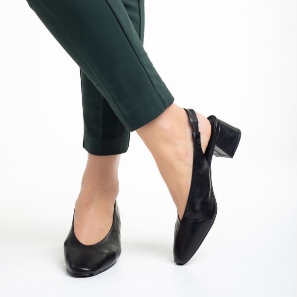 Pantofi dama negri din piele ecologica cu toc Zelda, 5 - Kalapod.net