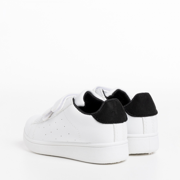 Pantofi sport copii albi cu negru din piele ecologica  Artio, 4 - Kalapod.net