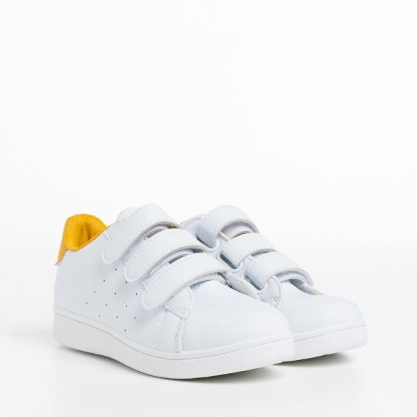 Pantofi sport copii Lamy albi cu galben, 3 - Kalapod.net