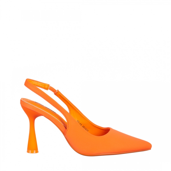 Pantofi dama portocalii din material textil cu toc Dolabella, 2 - Kalapod.net