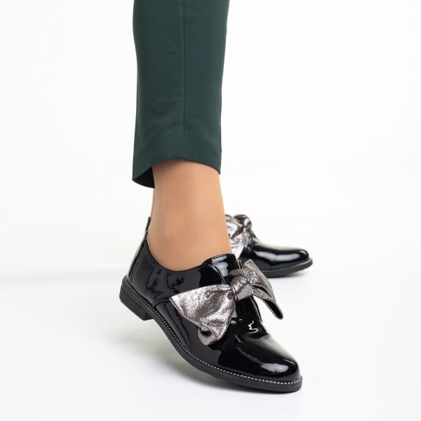 Pantofi dama negri din piele ecologica lacuita Mitra - Kalapod.net