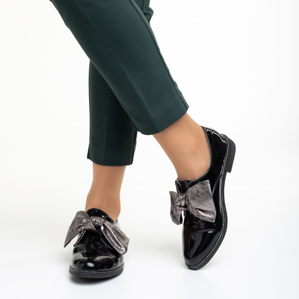 Pantofi dama negri din piele ecologica lacuita Mitra, 5 - Kalapod.net