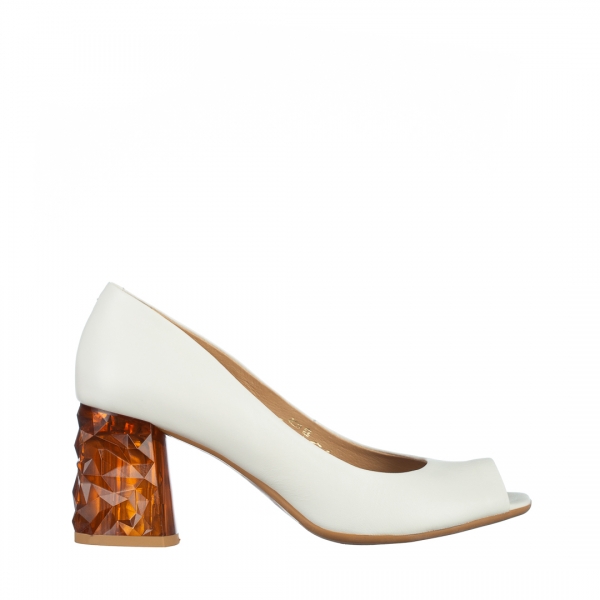 Pantofi dama Marco albi din piele naturala Estella, 2 - Kalapod.net