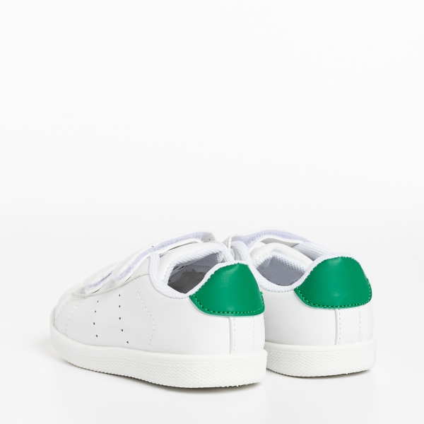 Pantofi sport copii albi cu verde din piele ecologica Frost, 4 - Kalapod.net