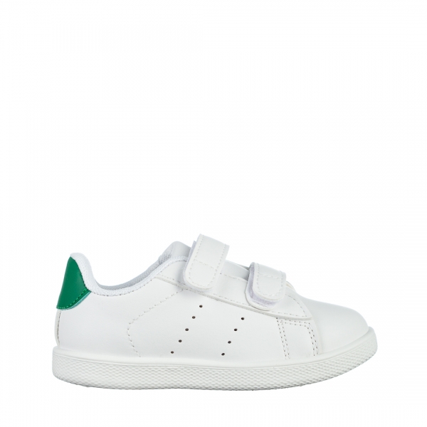 Pantofi sport copii albi cu verde din piele ecologica Frost, 2 - Kalapod.net