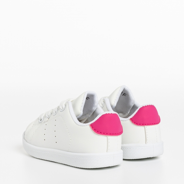 Pantofi sport copii albi cu roz din piele ecologica Orlando, 4 - Kalapod.net