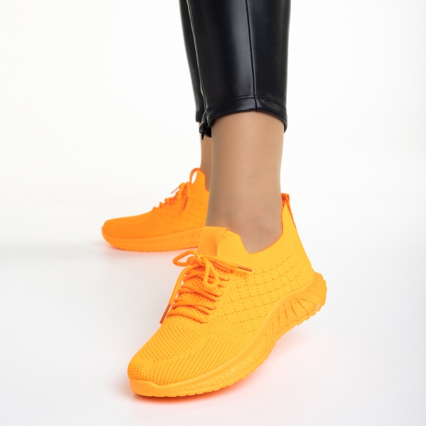 Pantofi sport dama portocalii din material textil Kassidy, 3 - Kalapod.net
