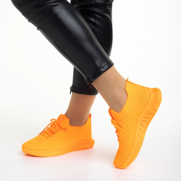 Pantofi sport dama portocalii din material textil Kassidy, 4 - Kalapod.net