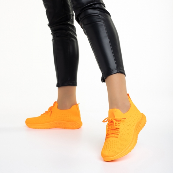 Pantofi sport dama portocalii din material textil Kassidy, 5 - Kalapod.net