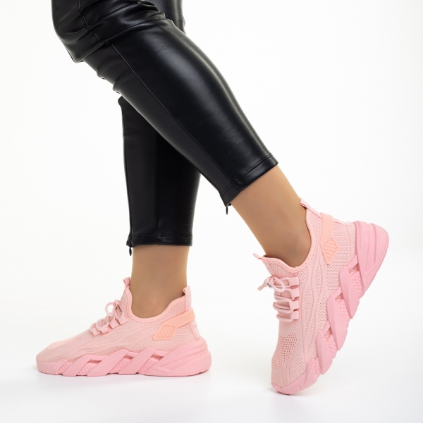 Pantofi sport dama roz din material textil Leanna - Kalapod.net