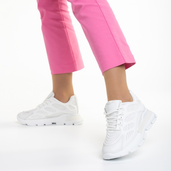 Pantofi sport dama albi din material textil Wera, 5 - Kalapod.net
