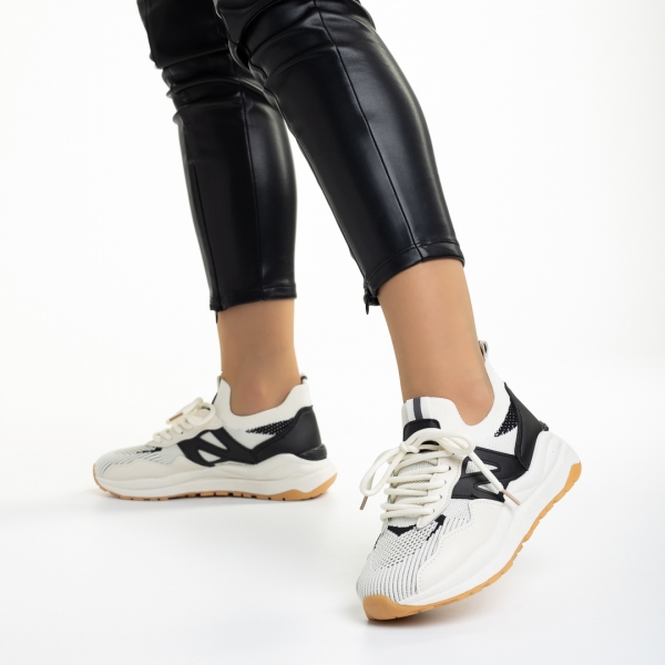 Pantofi sport dama bej din piele ecoloigca si material textil Souta, 5 - Kalapod.net