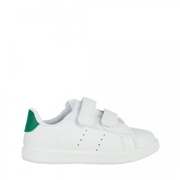 Pantofi sport copii albi cu verde din piele ecologica Barney, 2 - Kalapod.net