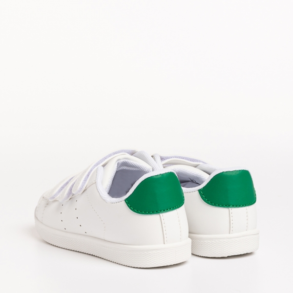 Pantofi sport copii albi cu verde din piele ecologica Barney, 4 - Kalapod.net