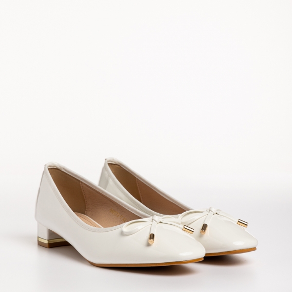 Pantofi dama albi din piele ecologica lacuita Braidy, 3 - Kalapod.net