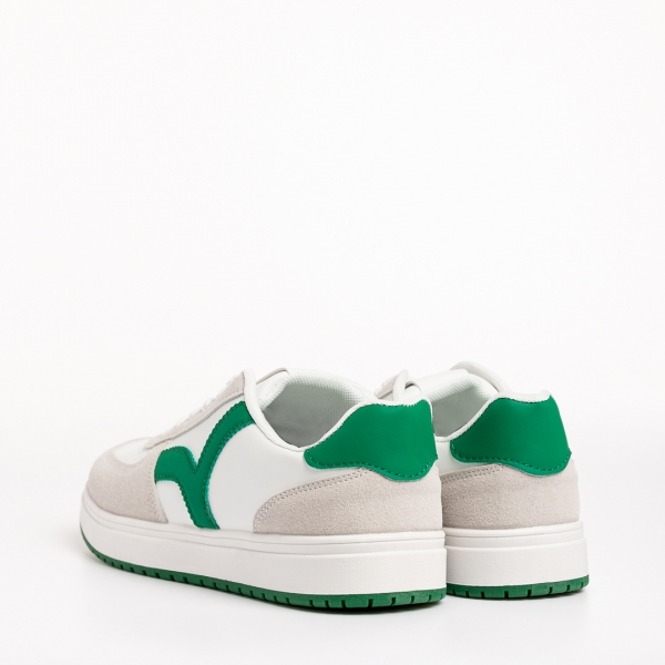 Pantofi sport dama albi cu verde din piele ecologica Criseida, 4 - Kalapod.net