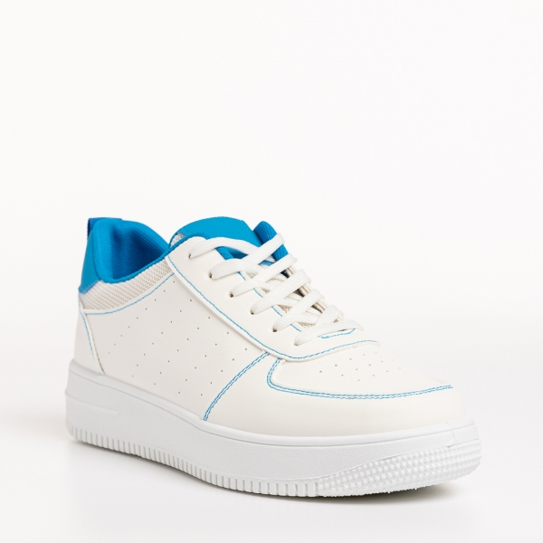 Pantofi sport dama albi cu albastru din piele ecologica Amista, 3 - Kalapod.net