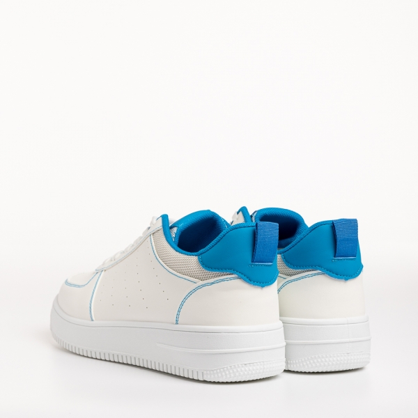 Pantofi sport dama albi cu albastru din piele ecologica Amista, 4 - Kalapod.net