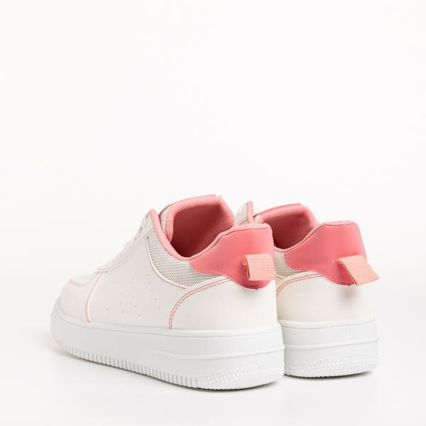 Pantofi sport dama albi cu roz din piele ecologica Amista, 4 - Kalapod.net