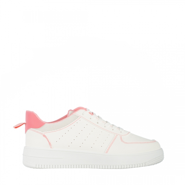 Pantofi sport dama albi cu roz din piele ecologica Amista, 2 - Kalapod.net
