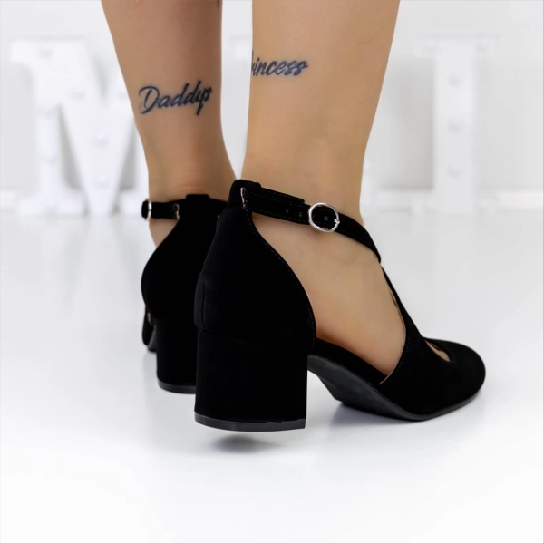 Pantofi dama negri cu toc din piele ecologica Sirena, 5 - Kalapod.net