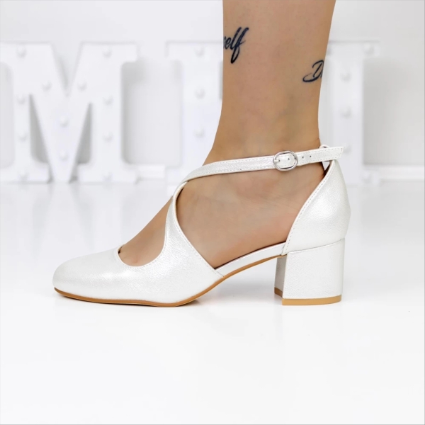 Pantofi dama argintii cu toc din piele ecologica Sirena, 4 - Kalapod.net