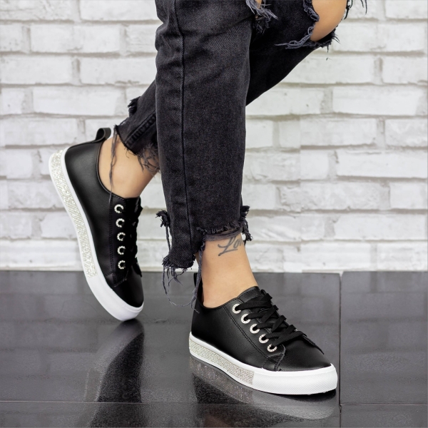 Pantofi sport dama negri din piele ecologica Alienor, 3 - Kalapod.net