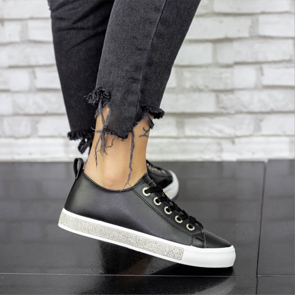 Pantofi sport dama negri din piele ecologica Alienor, 2 - Kalapod.net