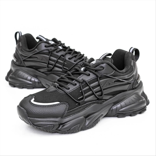 Pantofi sport barbati negri din piele ecologica si material textil Andreum, 4 - Kalapod.net