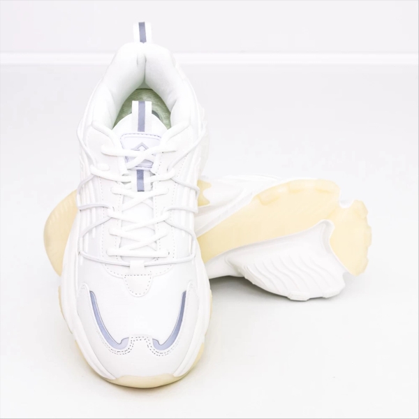 Pantofi sport barbati albi din piele ecologica si material textil Andreum, 3 - Kalapod.net