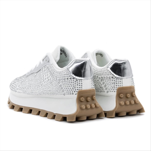 Pantofi sport dama argintii din material textil Gelena, 4 - Kalapod.net