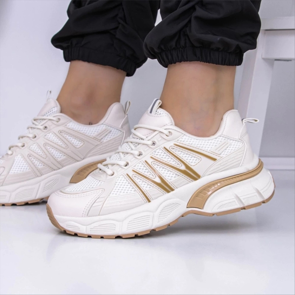 Pantofi sport dama bej  din material textil Roya, 2 - Kalapod.net