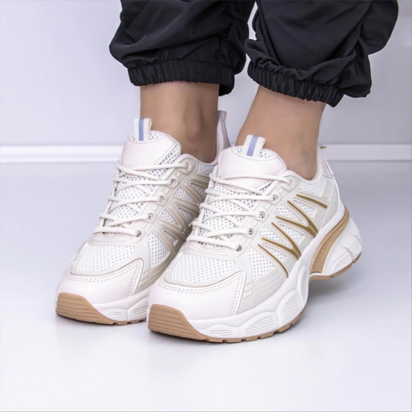 Pantofi sport dama bej  din material textil Roya - Kalapod.net