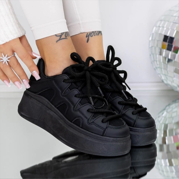 Pantofi sport dama negri din material textil Sindy, 2 - Kalapod.net