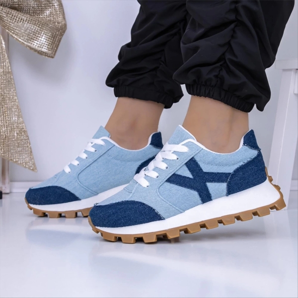Pantofi sport dama albastri  din material textil Sanela, 2 - Kalapod.net