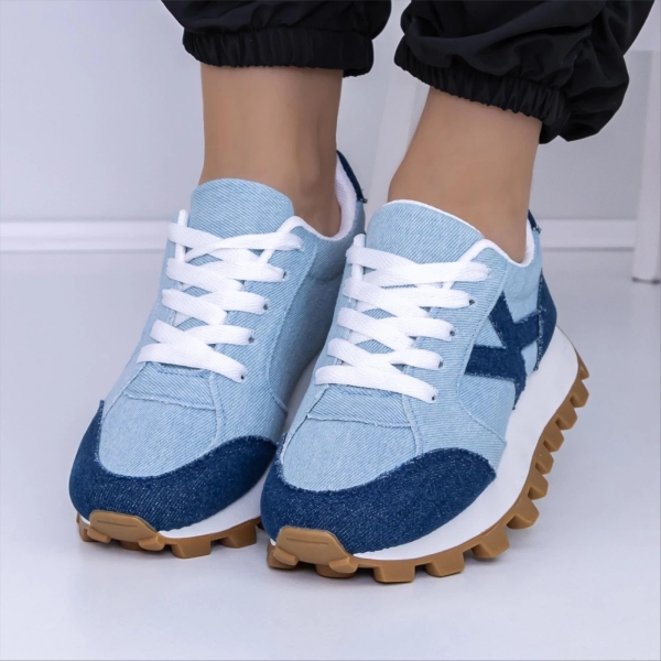 Pantofi sport dama albastri  din material textil Sanela - Kalapod.net
