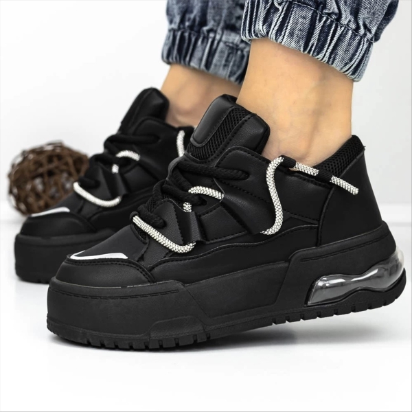 Pantofi sport dama negri din piele ecologica Dreoni - Kalapod.net