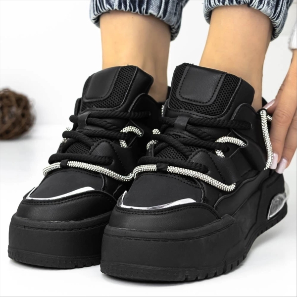 Pantofi sport dama negri din piele ecologica Dreoni, 2 - Kalapod.net