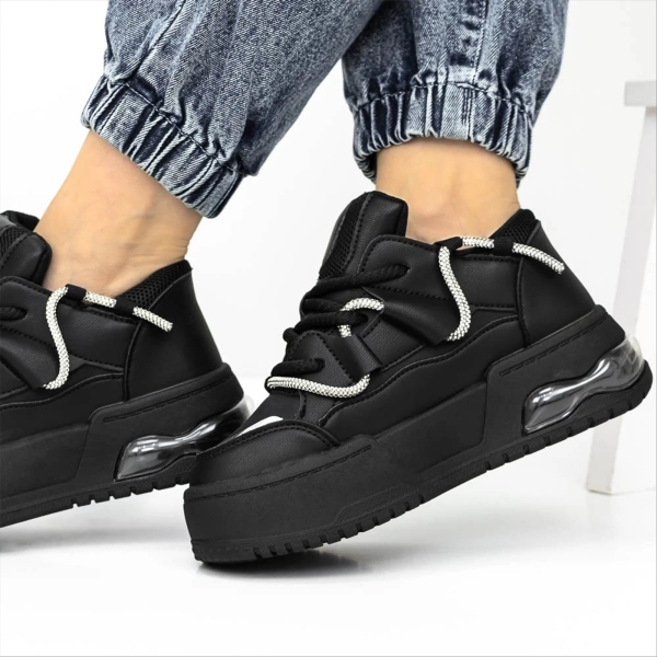 Pantofi sport dama negri din piele ecologica Dreoni, 3 - Kalapod.net