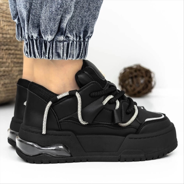 Pantofi sport dama negri din piele ecologica Dreoni, 5 - Kalapod.net