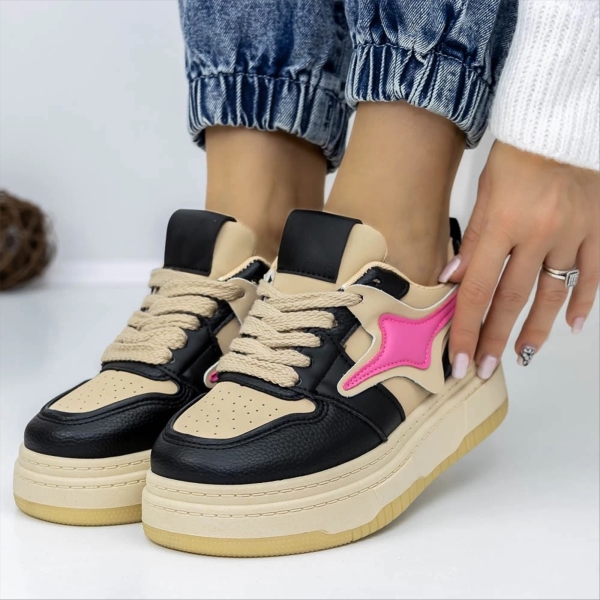 Pantofi sport dama maro din piele ecologica si material textil Agatina - Kalapod.net