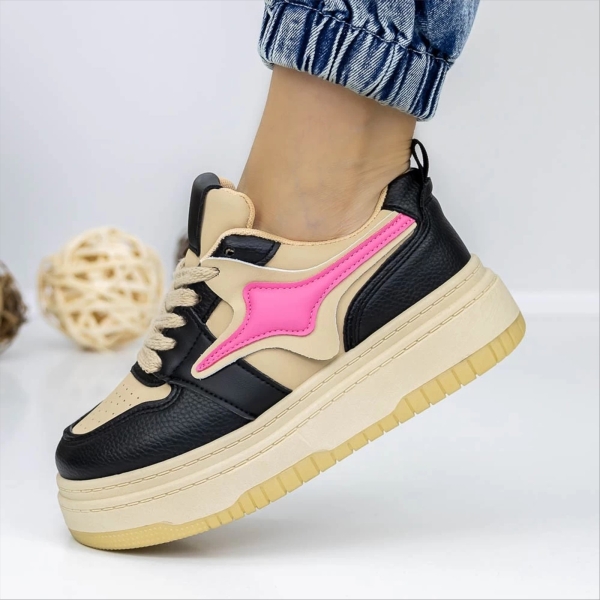 Pantofi sport dama maro din piele ecologica si material textil Agatina, 2 - Kalapod.net