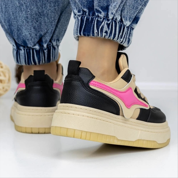 Pantofi sport dama maro din piele ecologica si material textil Agatina, 4 - Kalapod.net
