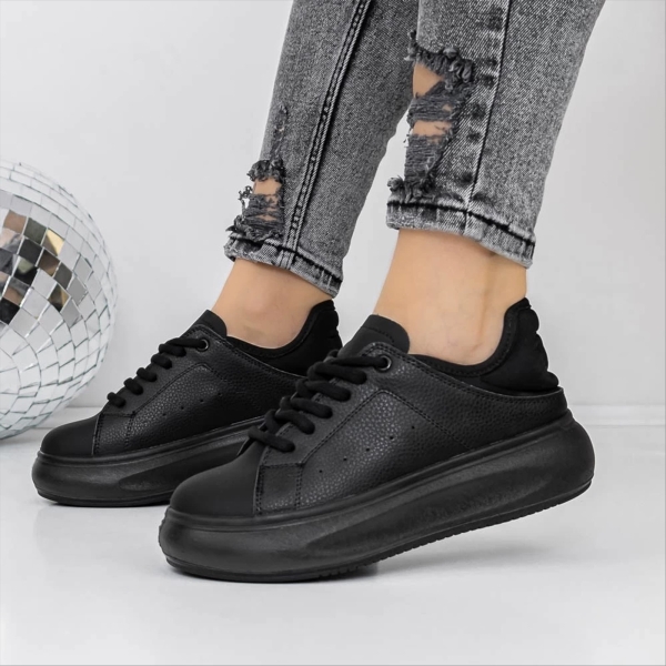 Pantofi sport dama negri din piele ecologica Farana - Kalapod.net