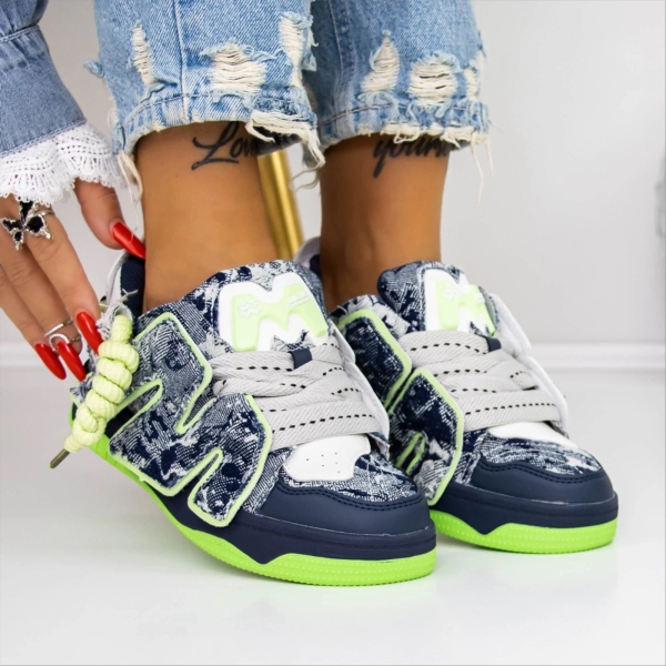 Pantofi sport dama verzi din piele ecologica si material textil Prea - Kalapod.net