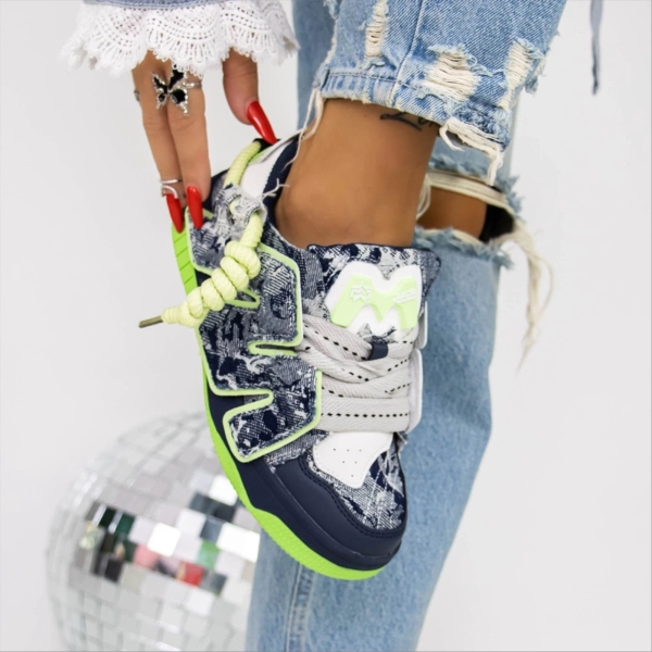 Pantofi sport dama verzi din piele ecologica si material textil Prea, 4 - Kalapod.net