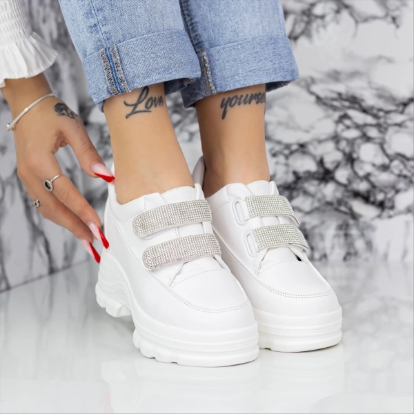 Pantofi sport dama albi din piele ecologica Bernetta, 2 - Kalapod.net