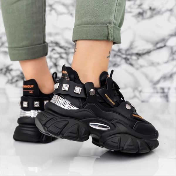 Pantofi sport dama din piele ecologica negri Orsana, 4 - Kalapod.net