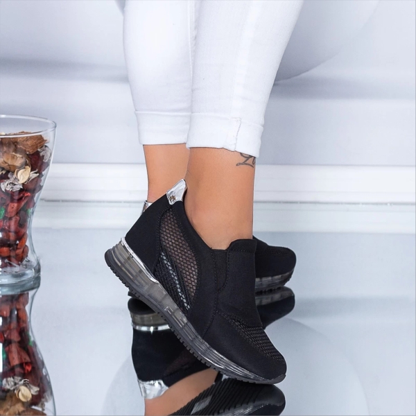Pantofi sport dama negri din material textil Suraine, 3 - Kalapod.net