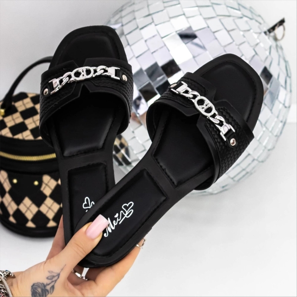 Papuci dama negri din piele ecologica Silvora, 3 - Kalapod.net